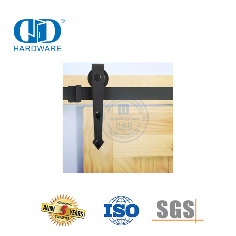 Kit de quincaillerie de porte de grange intérieure noire personnalisée en acier inoxydable, accessoire de quincaillerie de porte de Garage sur rail-DDBD017