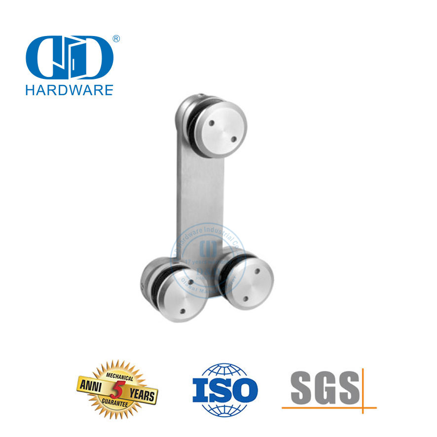 Connecteur en verre horizontal en T en acier inoxydable, pivot de porte en verre, porte coulissante Hardware-DDGP018