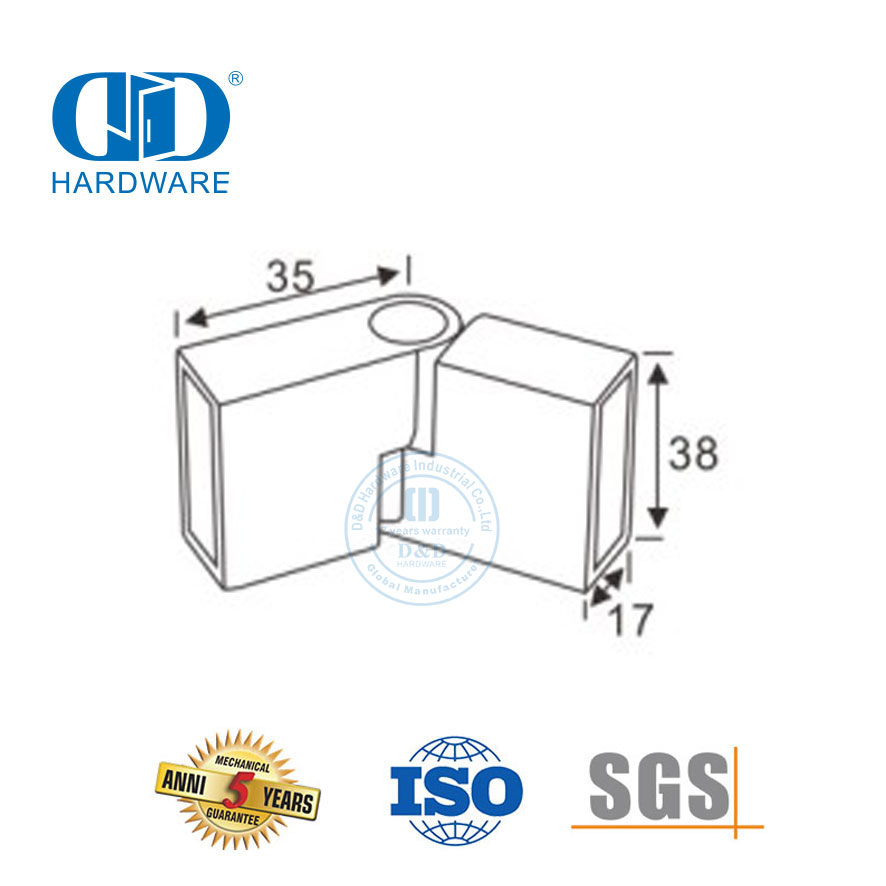 Cabines de douche commerciales en acier inoxydable support fixe support en verre diviseur pince de séparation Connector-DDSC019