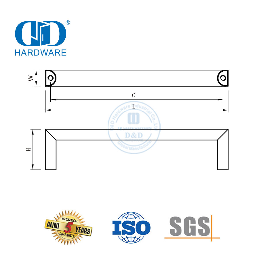 Poignée de porte carrée sans cadre de fabricant chinois la plus vendue-DDFH032