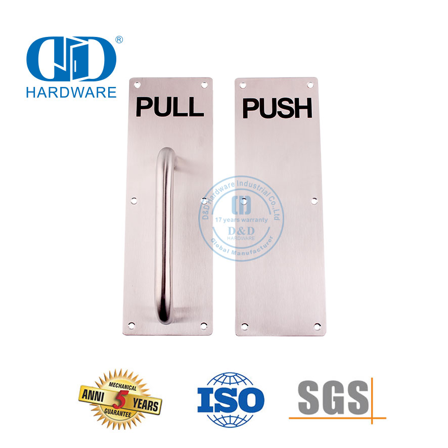 Poignée de traction de signe en acier inoxydable sur plaque, quincaillerie de porte, plaque de signalisation, porte intérieure commerciale, Handle-DDPH023