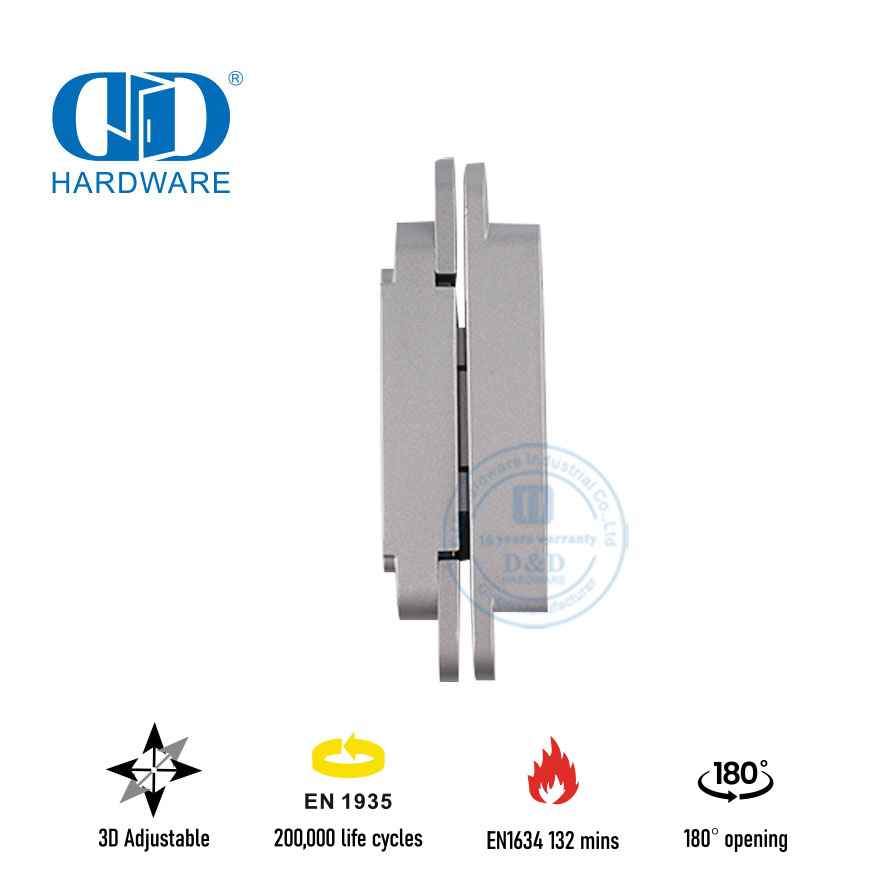 Charnière de porte invisible 3D coupe-feu EN1935 pour immeuble de bureaux-DDCH008-G40