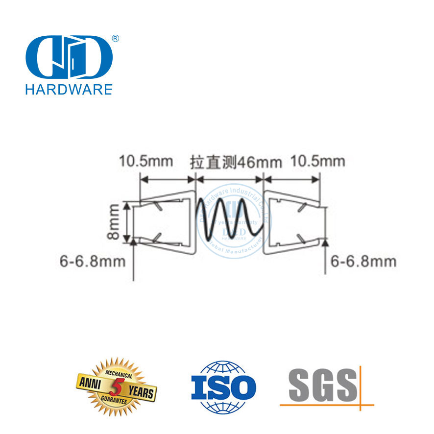 Accessoire de porte en verre en caoutchouc porte de douche en verre sans cadre bande d'étanchéité en plastique PVC magnétique étanche-DDWS010