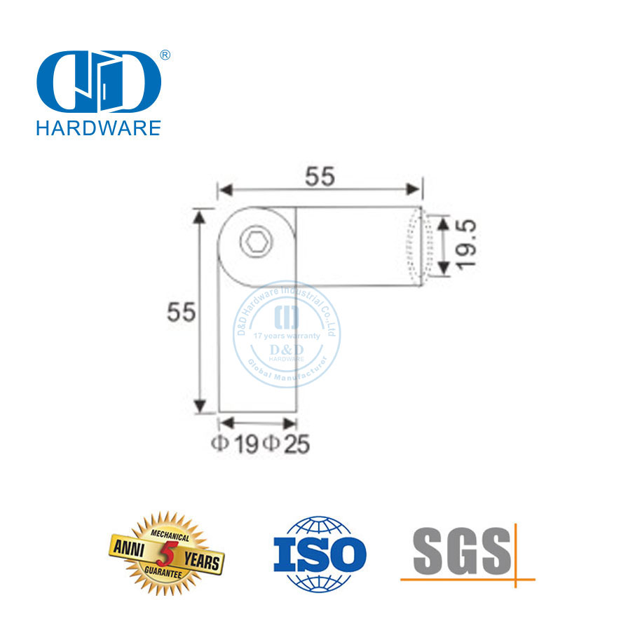 Connecteur de support de panneau d'accessoire de porte en verre d'acier inoxydable, connecteur de support de barre de tuyau pour garde-corps Stairway-DDSC028