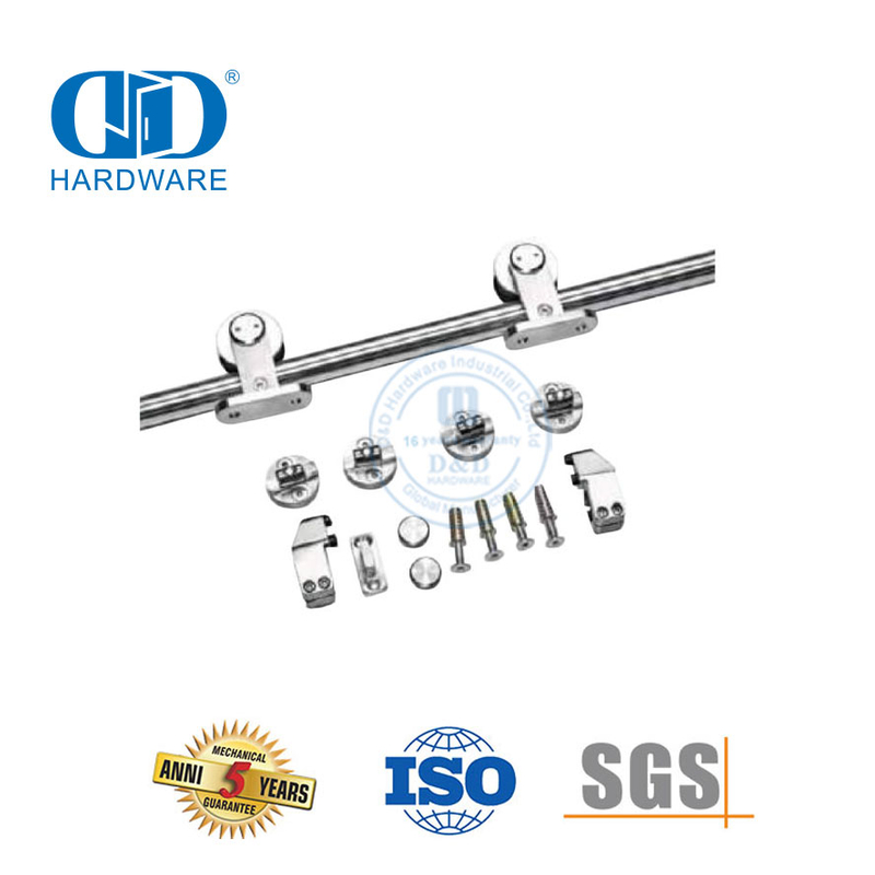 Kits de porte en verre robustes industriels en acier inoxydable, quincaillerie pour porte de grange coulissante Set-DDBD046