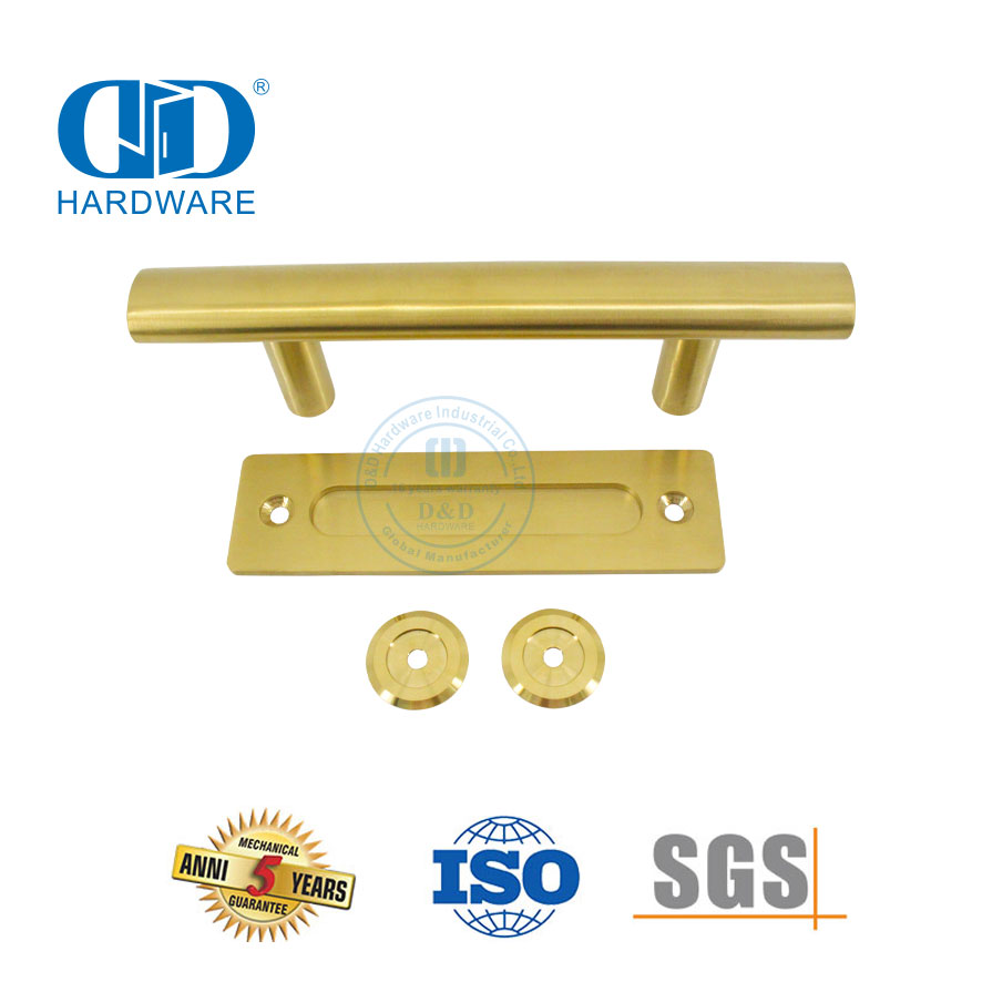 Poignée de porte de grange double face en acier inoxydable pour porte en bois Application commerciale Poignée à levier creux-DDBD101 SB