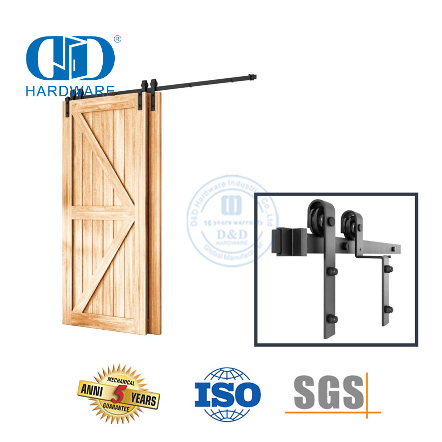 Kits de quincaillerie pour porte de grange coulissante interne et externe noire en acier inoxydable, quincaillerie pour porte d'appartement Track-DDBD023