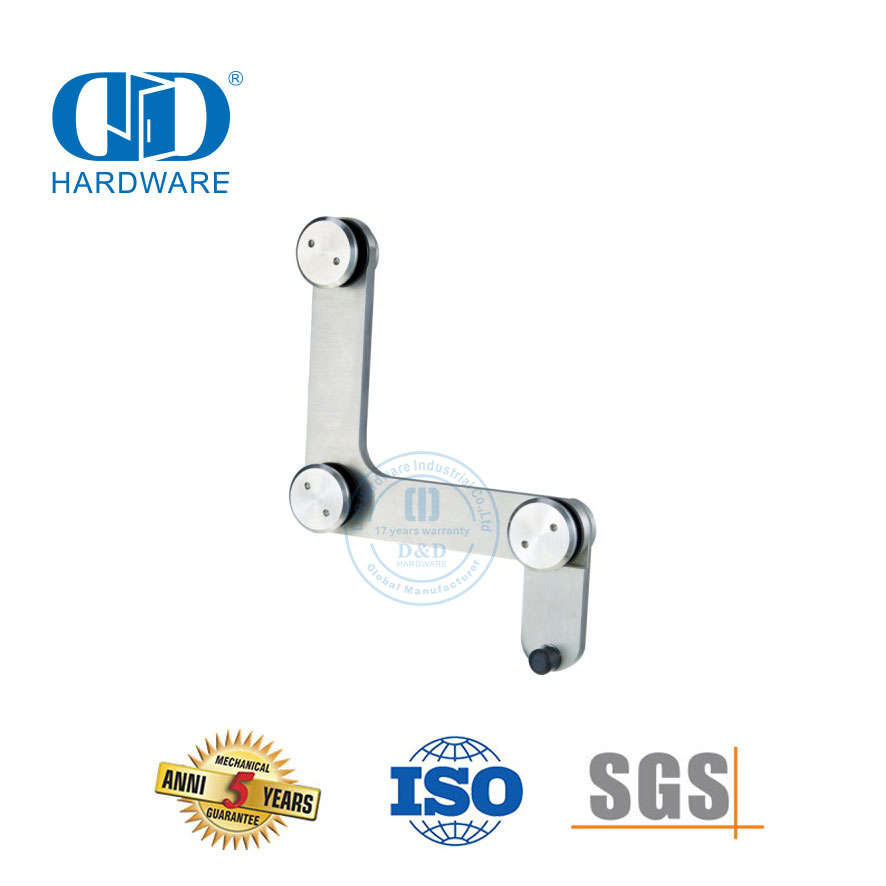 Quincaillerie de porte commerciale en acier inoxydable, accessoire de meuble pivotant pour porte supérieure, verre Fitting-DDGP015
