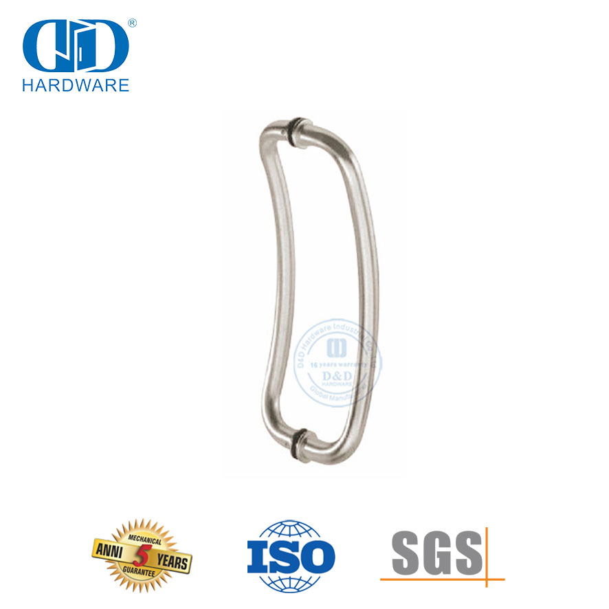 Poignées de traction de porte en verre incurvé en forme de croissant en acier inoxydable en nickel brossé-DDPH004