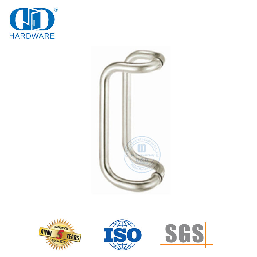 Poignée de porte en verre commerciale incurvée de haute qualité, poussée pour porte en verre-DDPH005