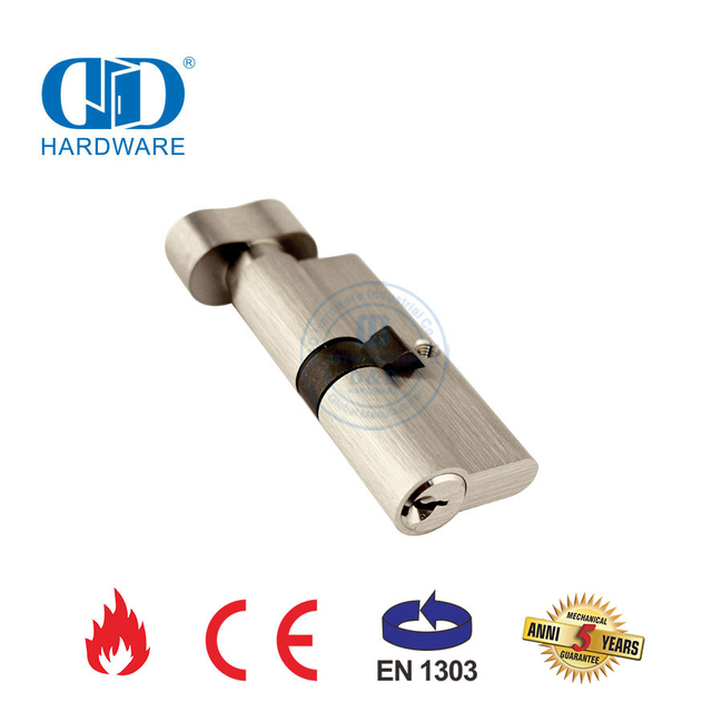 Certification EN 1303 Bouton cacahuète Cylindre de serrure simple en laiton massif-DDLC014-70mm-SN