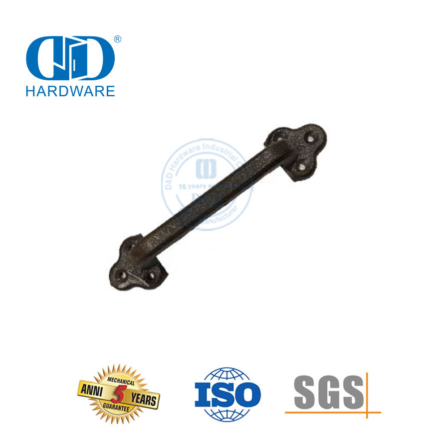 Poignée de porte de grange forgée torsadée en fonte de couleur noire d'usine de Chine en acier inoxydable Poignée de porte double face-DDBD119