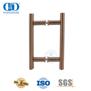 Mobilier de bureau Tube circulaire en or rose en forme de H en acier inoxydable 201 poignée de porte coulissante en verre de douche-DDPH001-A Φ25-RG