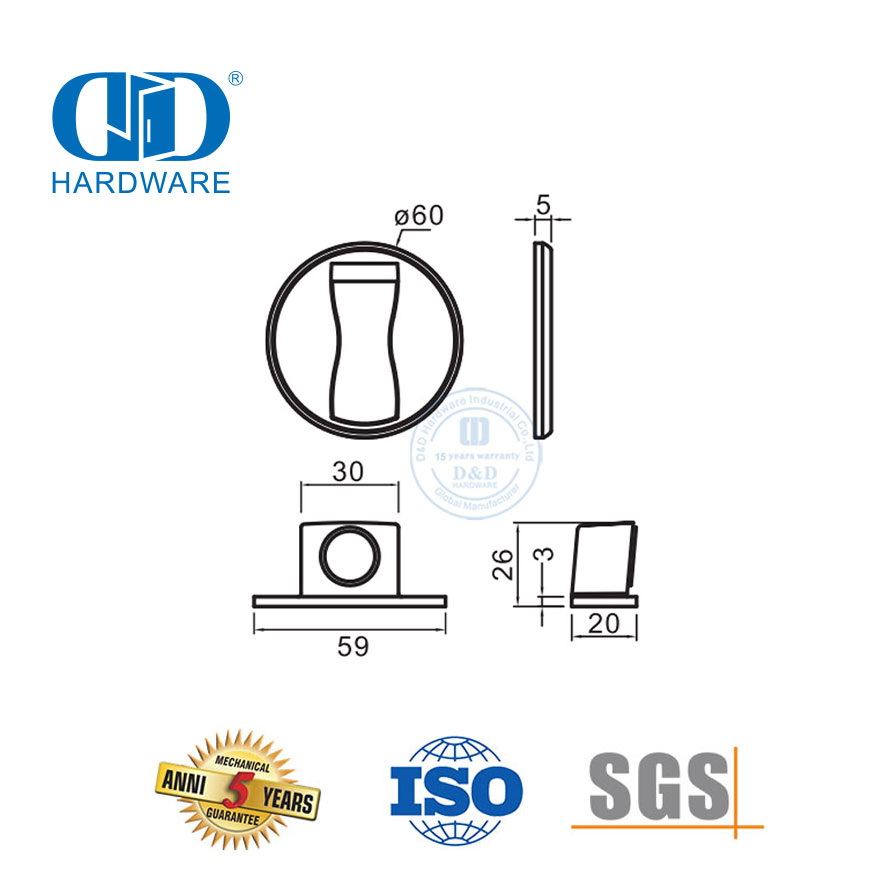 Nouveau modèle Zinc rond café MSN noir accessoires de porte de meubles magnétique plancher porte Stopper-DDDS037
