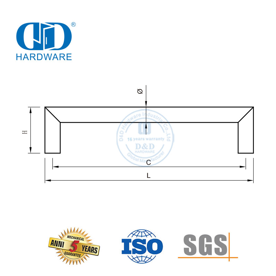 Portes d'armoire armoire en acier inoxydable tiroir en métal poignée de meuble-DDFH035