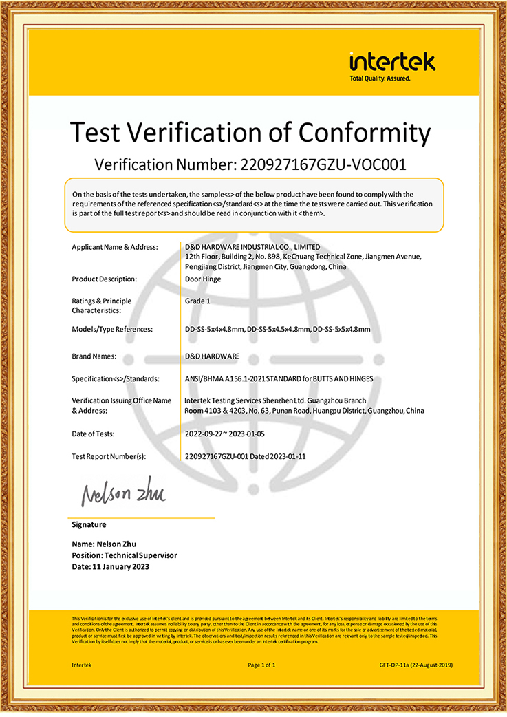 Charnière de porte intérieure commerciale robuste BHMA ANSI Grade 1 pour l'Arabie Saoudite-DDSS001-ANSI-1-5x4.5x4.8mm