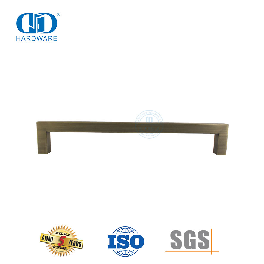 Poignée de traction de luxe en acier inoxydable avec barre carrée en laiton antique pour porte en bois-DDPH034-AB