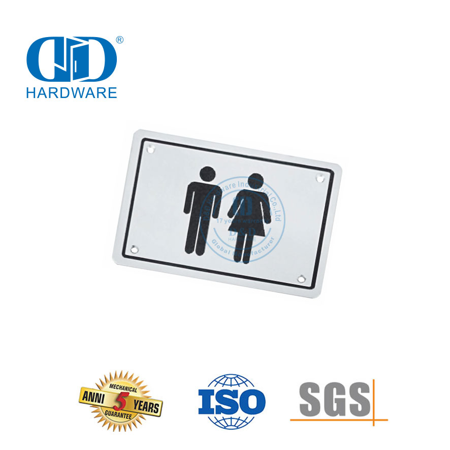 Plaque de signalisation de Type carré en acier inoxydable, unisexe, pour toilettes publiques, salle de bains, toilettes, porte, Plate-DDSP003
