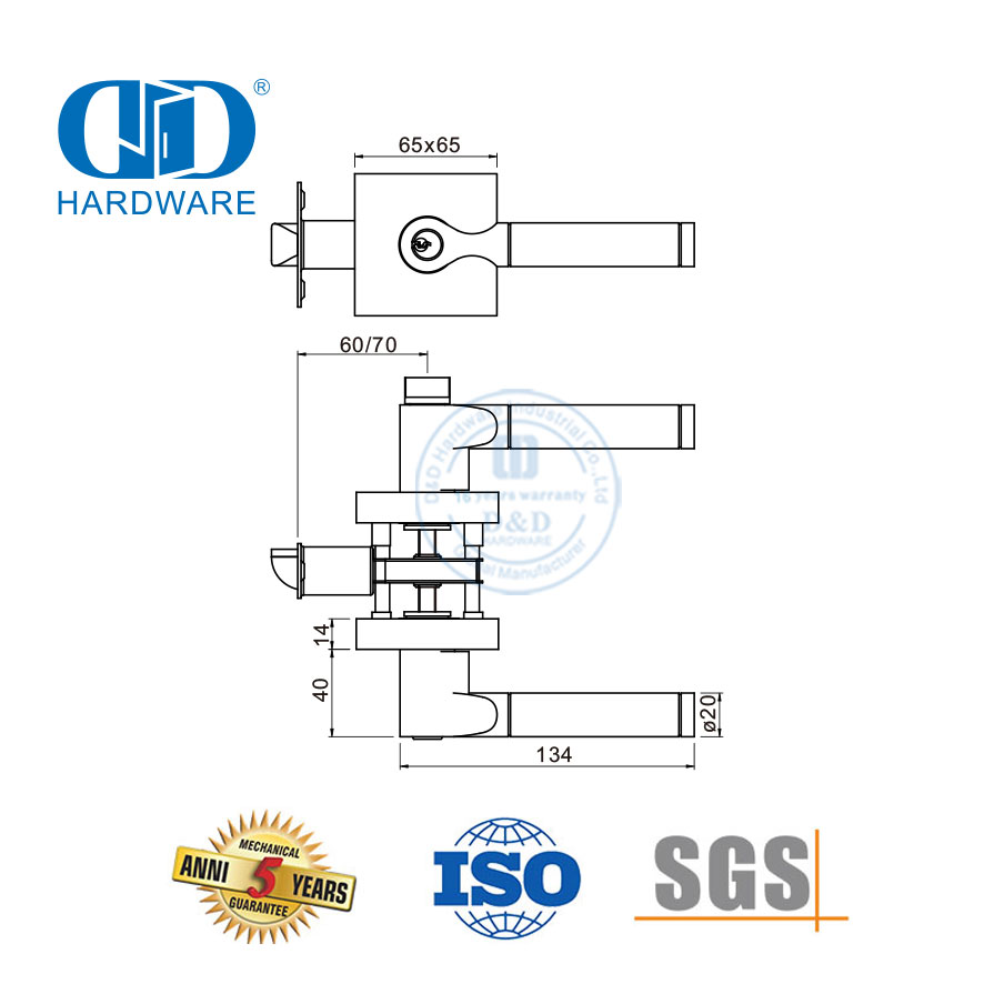 Rosette de cylindre en laiton de haute qualité, en alliage de Zinc, bouton verrouillable réglable, raccords de serrure pour porte avant interne-DDLK015