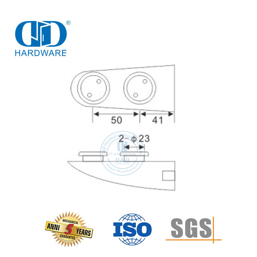 Pivot de porte inférieure en acier inoxydable, quincaillerie de porte en verre, raccord de Pivot supérieur Pivot-DDGP012