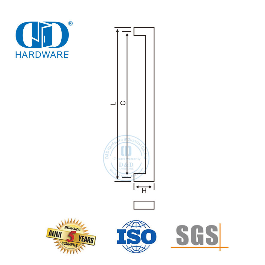Quincaillerie de porte en acier inoxydable Poignée de traction de porte principale extérieure en verre Allure Pull Handle-DDPH015