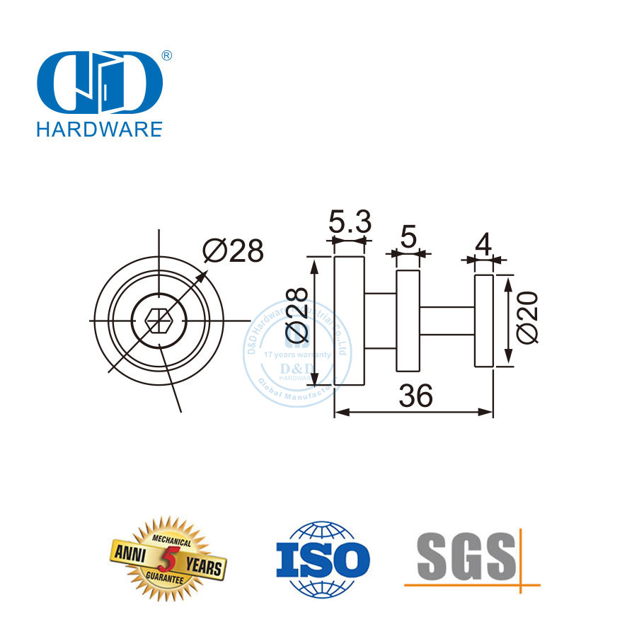 Quincaillerie de porte coulissante en acier inoxydable, accessoire de salle de bains, collier de serrage-DDSL001-4