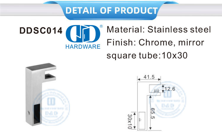 Support de barre de Support de salle de bains en acier inoxydable, accessoire de porte en verre brossé, connecteur de tuyau-DDSC015