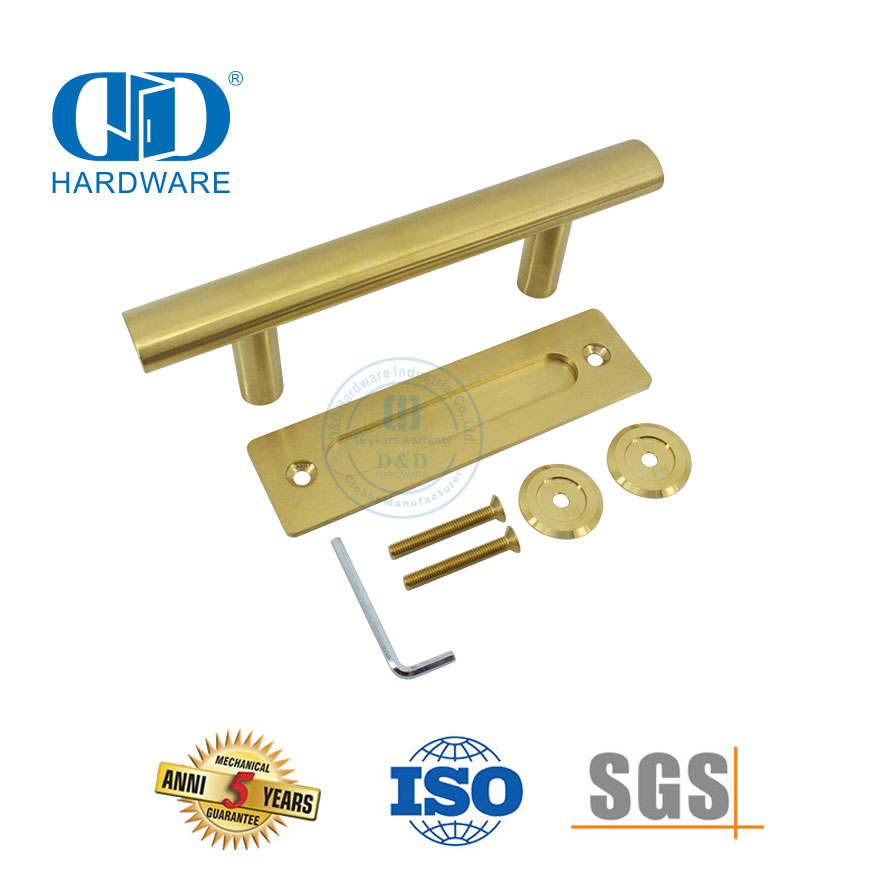 Poignée de porte de grange double face en acier inoxydable pour porte en bois Application commerciale Poignée à levier creux-DDBD101 SB