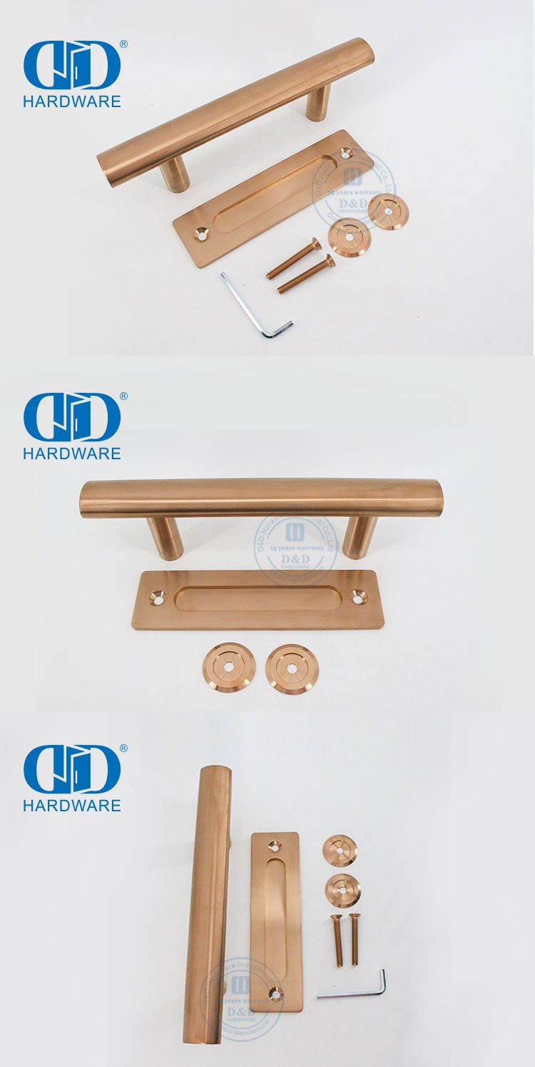 Poignée de porte de grange dorée en acier inoxydable, quincaillerie pour porte coulissante, poignée tubulaire-DDBD101 SRG