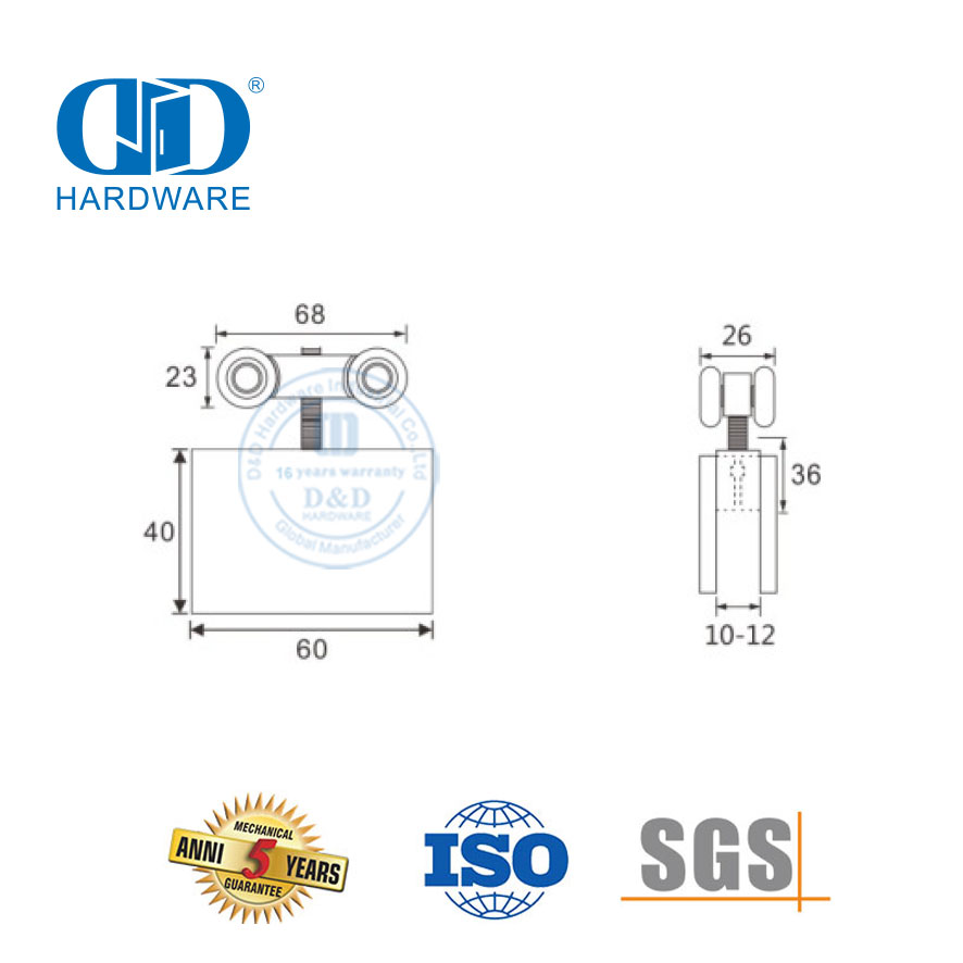 Pince de porte en acier inoxydable, rouleau suspendu pour porte coulissante, ensemble d'accessoires de montage en verre pour Bathroom-DDGS162