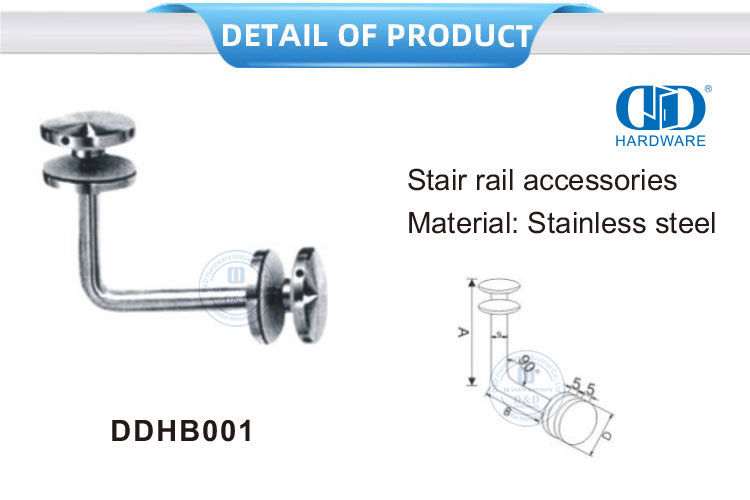 Fabricant de raccord de porte en acier inoxydable, balustrade d'escalier en verre, support de main courante-DDHB001
