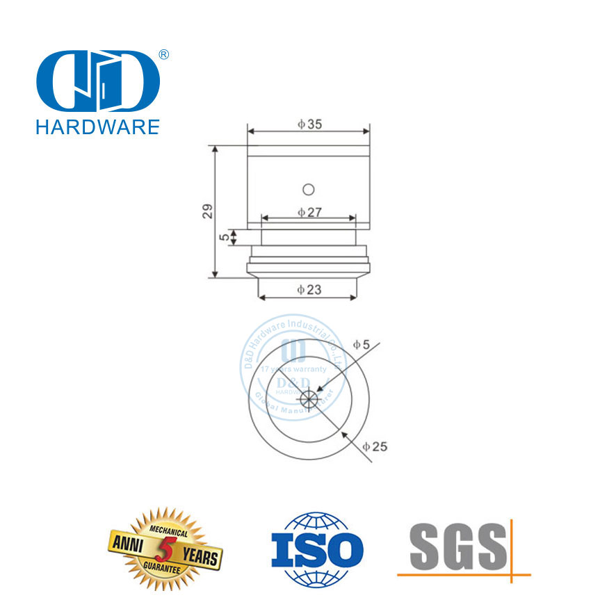 Système de pivot de porte en verre de fixation à point unique réglable en acier inoxydable Hardware-DDGP024 de porte coulissante