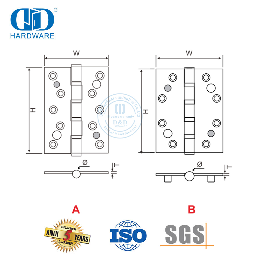 Charnière de porte à double sécurité en acier inoxydable largement utilisée-DDSS013