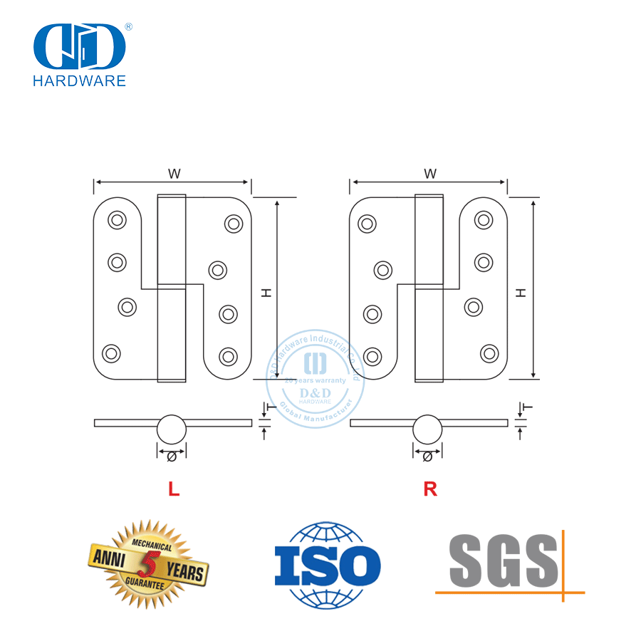Charnière relevable en acier inoxydable pour porte de salle de stockage-DDSS021