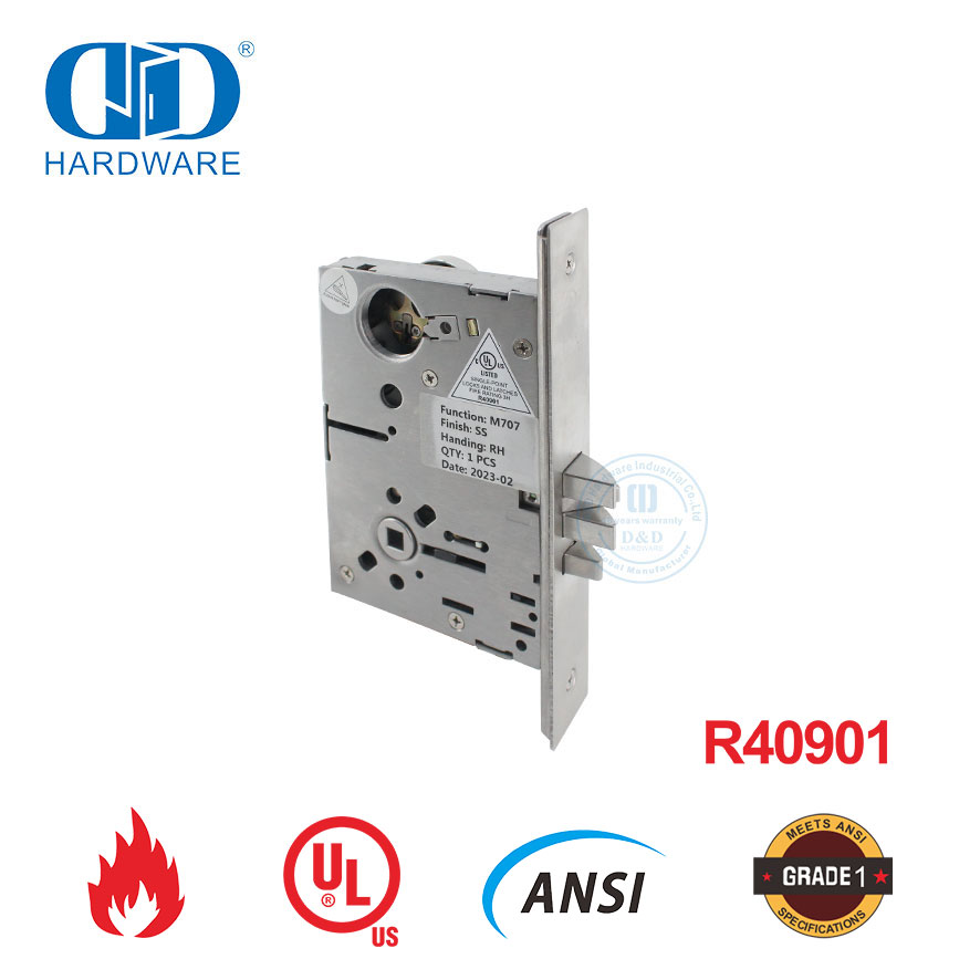 Serrure à mortaise pour porte de placard ou de magasin de sécurité incendie homologué UL-DDAL07