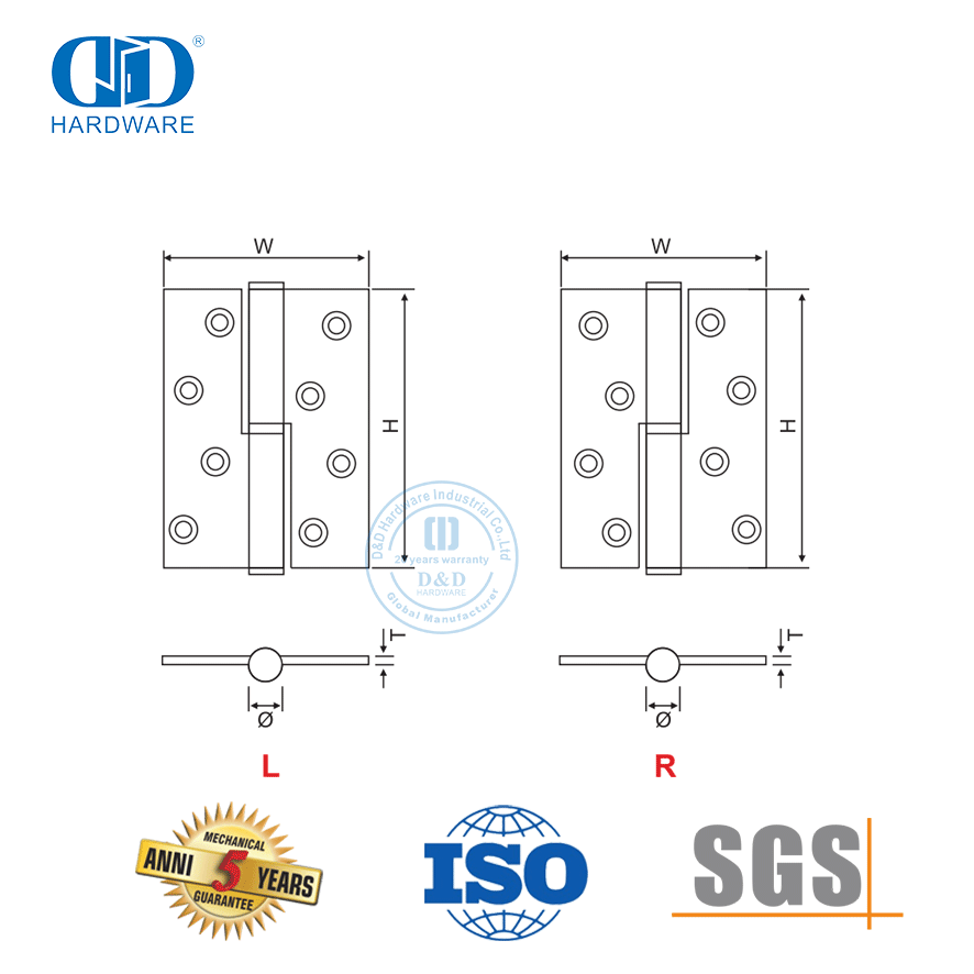 Charnière de porte relevable en acier inoxydable pour chambre d'enfant-DDSS022