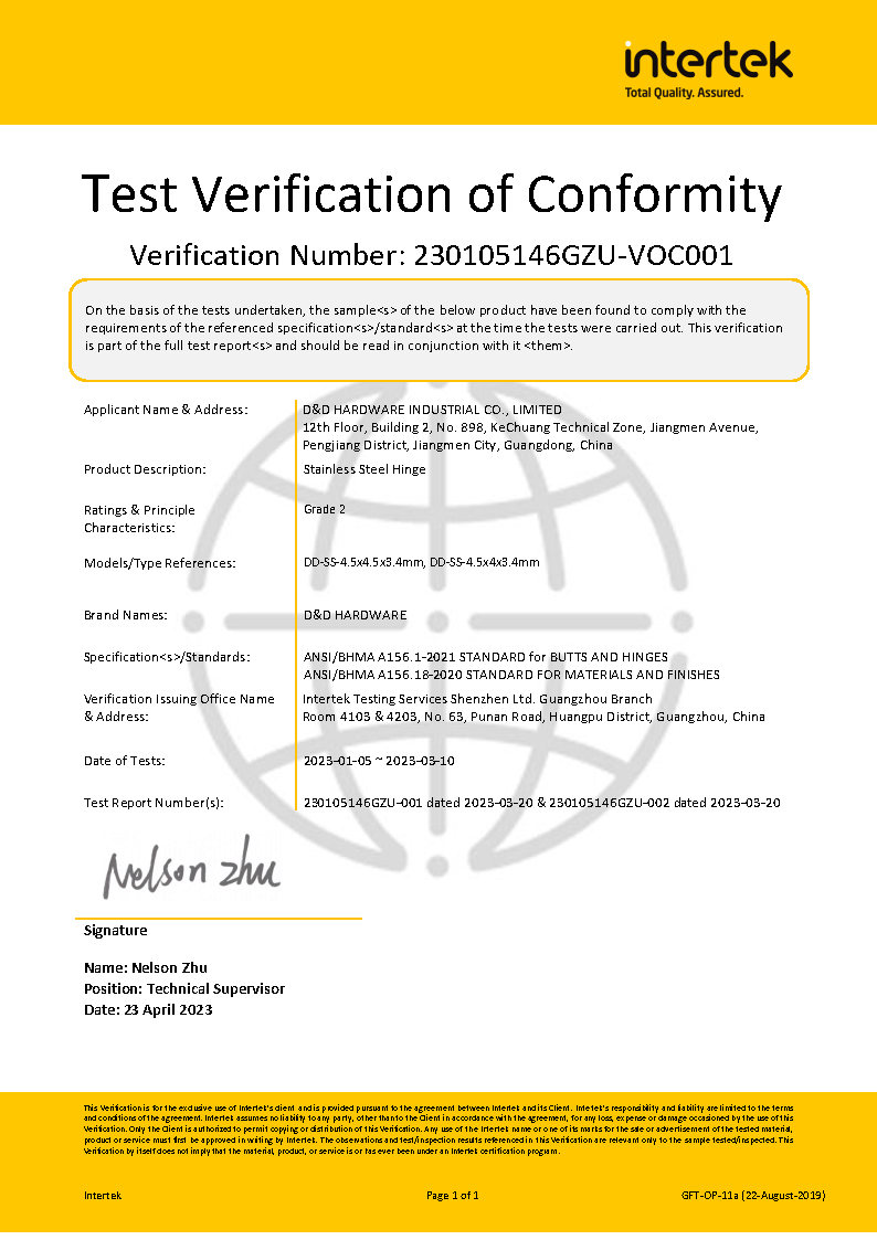 Charni&egrave;re ANSI Grade 2 de 4,5 pouces